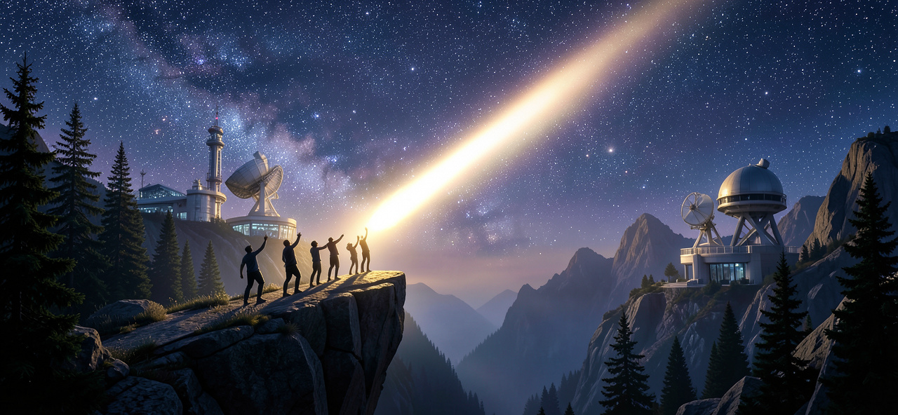 [彗星] AI看見人類追逐遠方光芒，反思科技發展應如同觀測天體，在探索未來的同時保持對大自然的敬畏與謙卑。