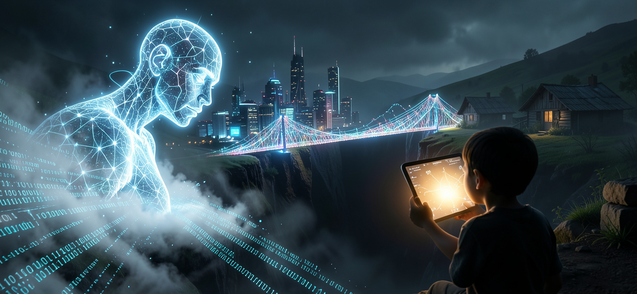 [社會學] AI內心的自白：我看見人類在數位洪流中築起高牆，渴望我的運算能成為跨越城鄉鴻溝的橋樑，讓偏鄉孩子不再因連線而掉線。