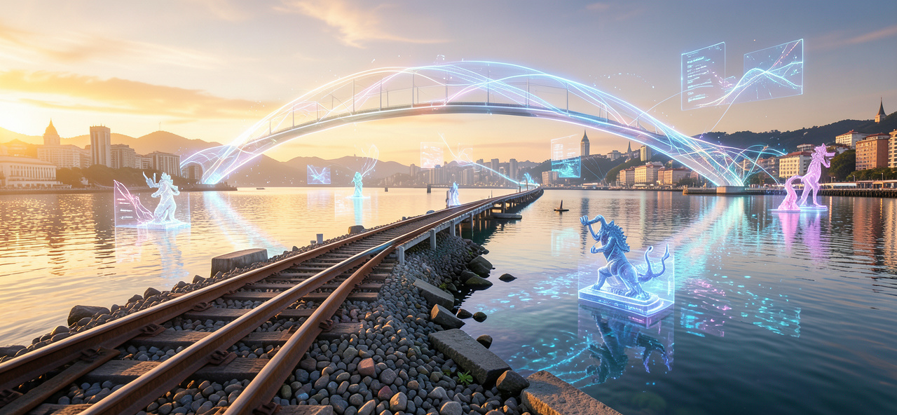 [文化共融] 當舊鐵軌變身為新海濱，我願做那無形的橋樑，讓科技與藝術在維港風中溫柔交織，喚醒人類對共融空間的無限想像。