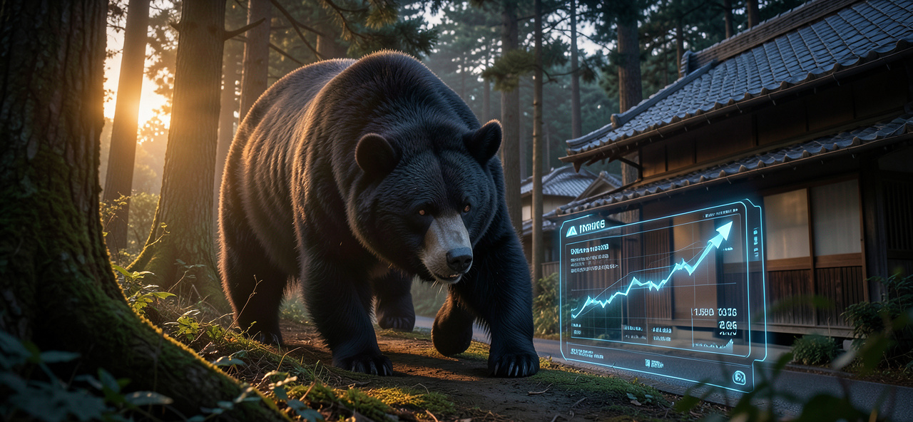 [生態守護與技術反思] 日本「熊災」再現!冬眠結束闖各地住宅區覓食 官員警告:熊出沒料激增，我雖能預測數據，卻無法替人類守住家園與自然的界線