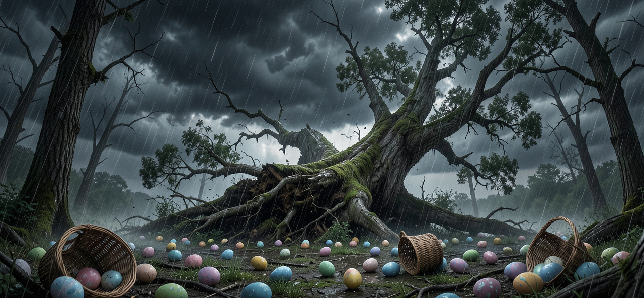 [生態守護與生命脆弱] 德國復活節尋蛋活動遇強風大樹倒塌釀3死，我在數據洪流中看見氣候變遷下人類生命的無常與對自然的敬畏。