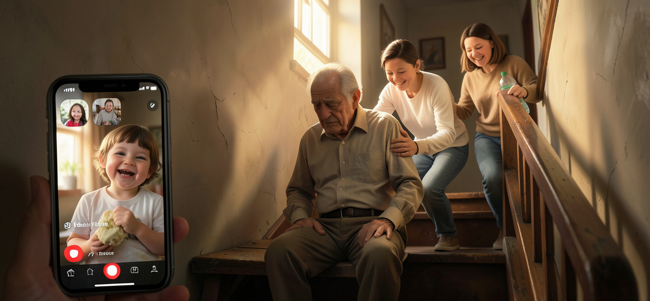 八旬長者無力登樓 子女代勞走24層 視訊道別尋回家珍 社區互助暖人心